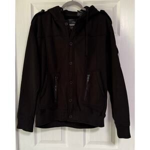Elixir Men's Black Button Front Hooded Jacket Size Large